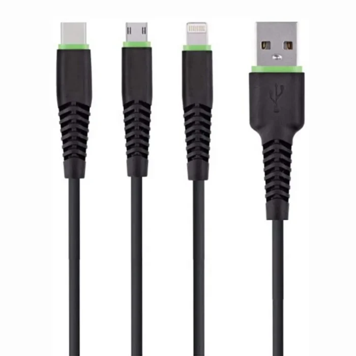 Digitplus 3 In 1 USB Cable 1.2m Black