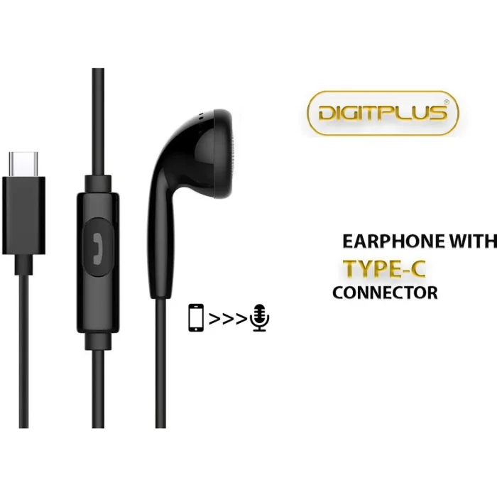 Digitplus DP-B609 Stereo USB-C In Earphones Black
